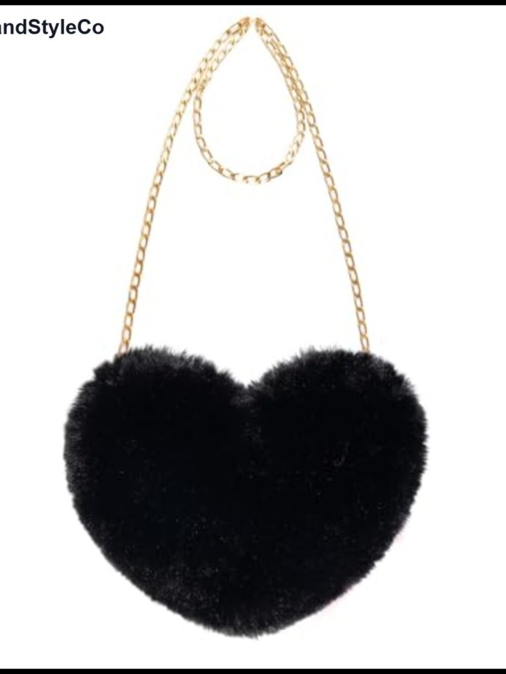 Faux Fur Heart Shaped Clutch Crossbody Bag Detachable Chain